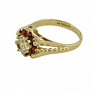 9ct Gold Cubic Zirconia/ Garnet Ring Size N